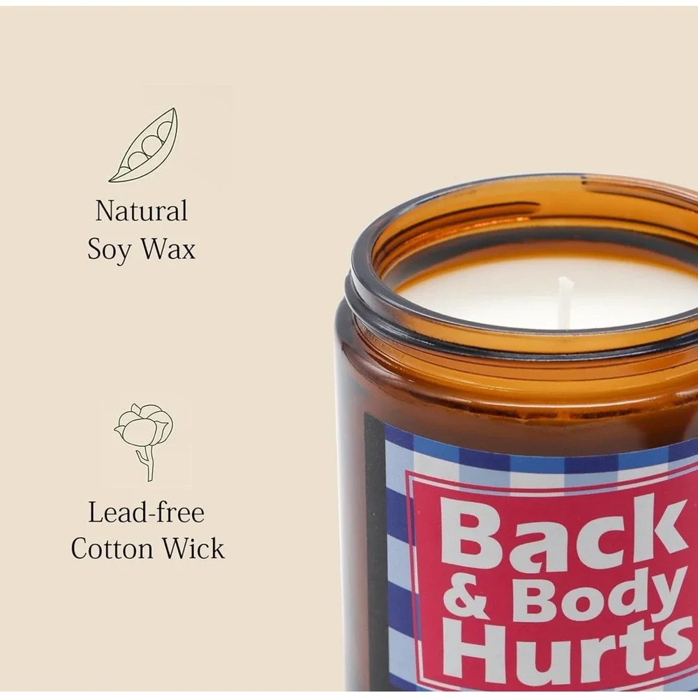 Back & Body Hurts 9oz Vanilla Scented Novelty Candle Funny Gift